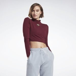 Reebok Vector Crop Top Damen - Bordeaux - DE 814-GRI